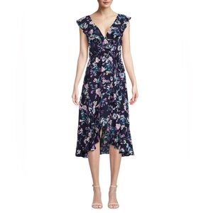 Socialite Navy Floral High-Low Wrap Dress
